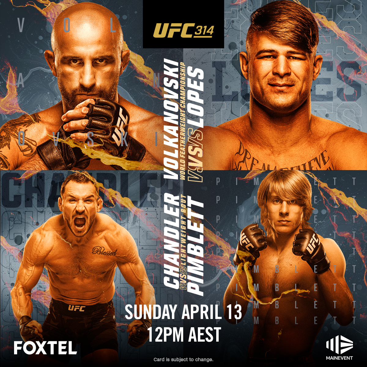 UFC 314 – VOLKANOVSKI V LOPES